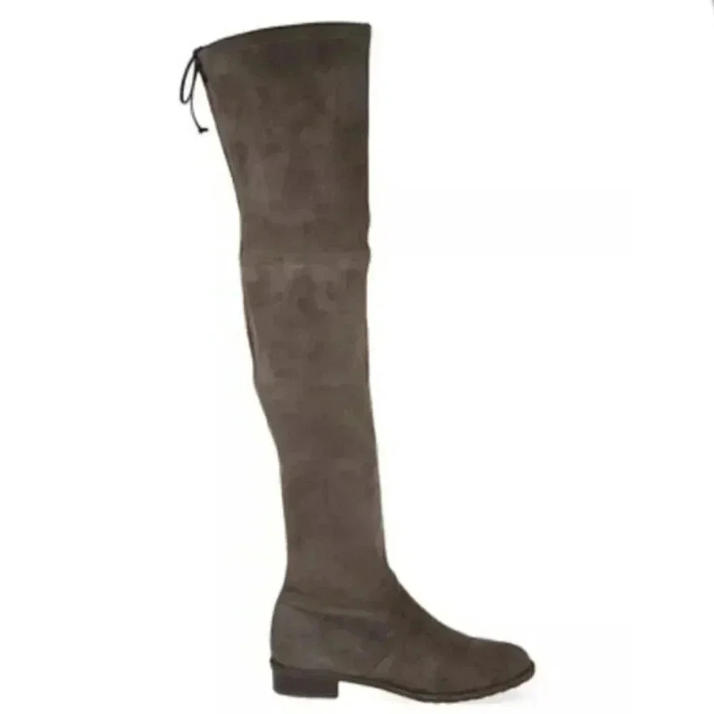 Stuart Weitzman Lowland Over the Knee Boots Suede BrownTie Size 5